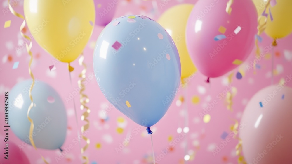 A festive scene with colorful balloons and confetti, perfect for celebrations. A festive scene with colorful balloons and confetti, perfect for celebrations.
