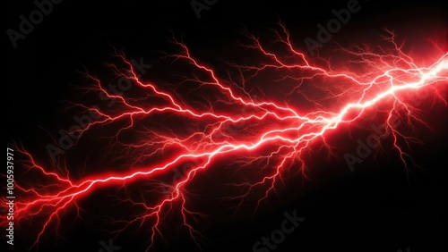 Red lightning striking on a black background, red, lightning, strike, black, background, electric, energy, power, dramatic