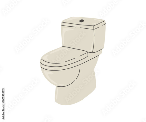 Hand drawn toilet. Toilet, bathroom, hygiene. Vector illustration in flat style.
