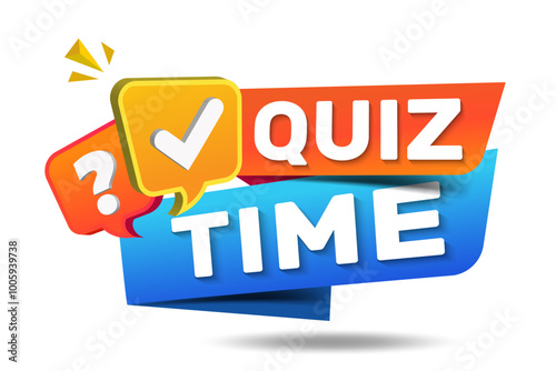 Quiz time label with question mark. Quiz time logo. Quiz time emblem for business, marketing and advertising. Vector illustration.

