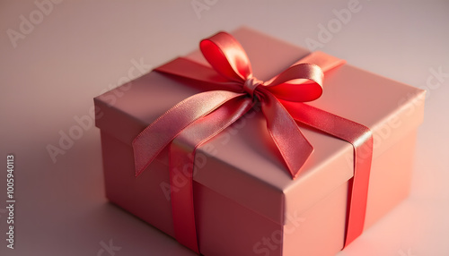 Elegant pink gift box with a satin ribbon on a soft background for special occasions