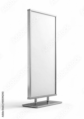 3d render for Vertical metal billboard banner advertising mockup preview isolated on a white background