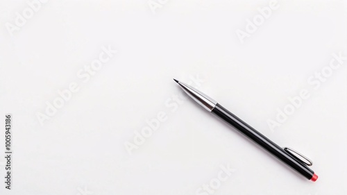 Black pen on a white background.