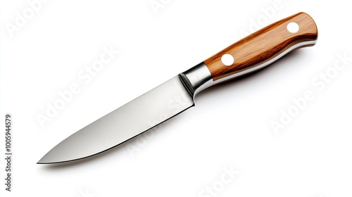 High-quality kitchen knife with a wooden handle, perfect for culinary tasks and food preparation.