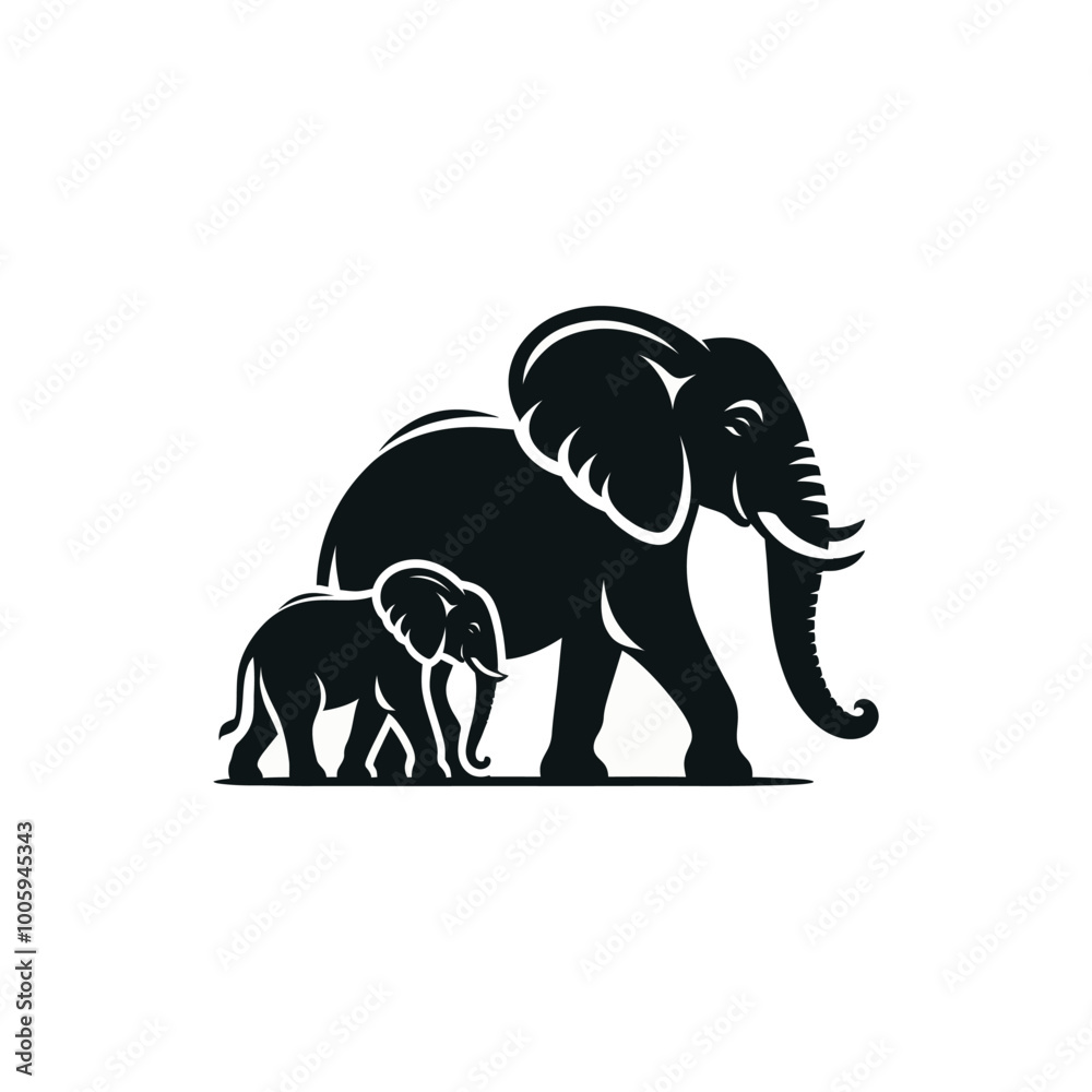 Obraz premium elephants vector silhouette illustration