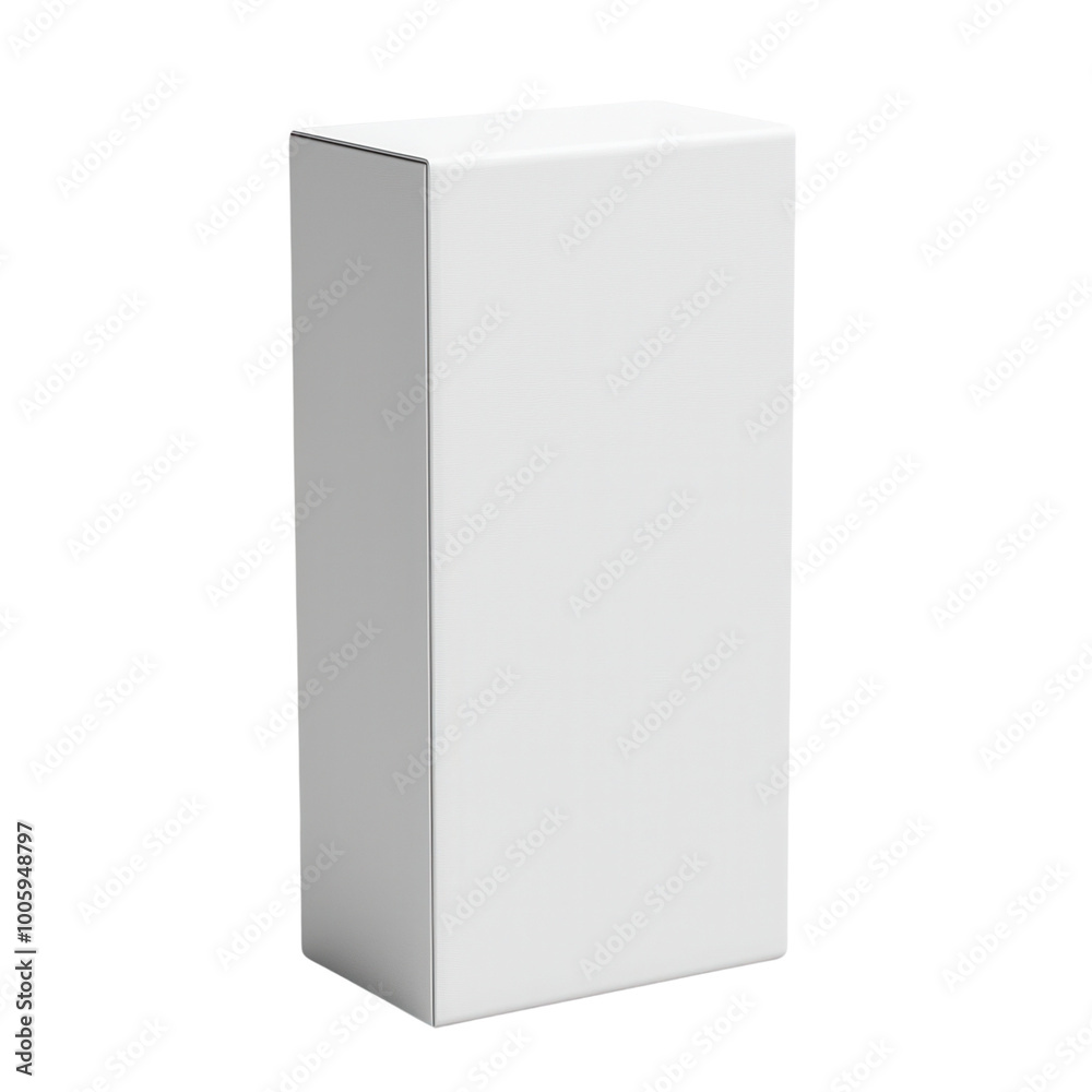 Blank tall white box on a plain background, perfect for packaging designs, product mockups, and branding presentations isolate on transparency background Blank tall white box on a plain background, perfect for packaging designs, product mockups, and branding presentations isolate on transparency background