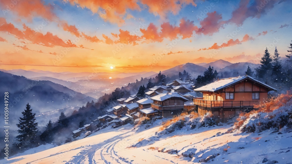 Fototapeta premium anime japan winter background