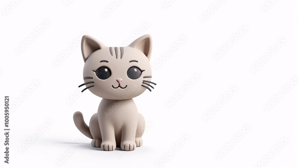 Cute cartoon cat sitting on a white background. Cute cartoon cat sitting on a white background.