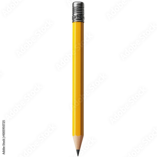 Close-up image of a yellow pencil with an eraser, suitable for educational or office-related content. Perfect for back-to-school themes isolate on transparency background photo