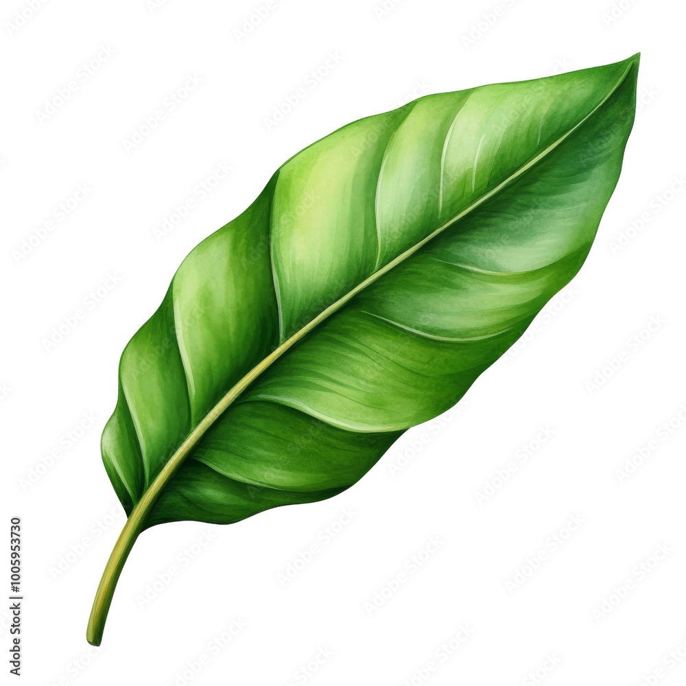 Fototapeta premium Vibrant green leaf, beautifully detailed, on transparent background.