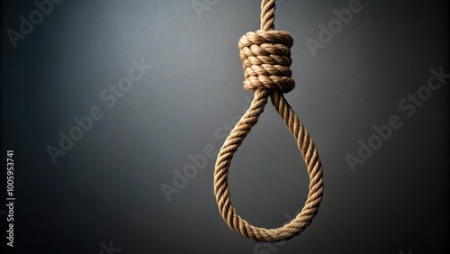 Rope hanging with noose, symbolizing suicide , depression, suicidal, mental health, desperation, hanging, noose, death