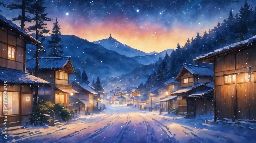 Fototapeta premium anime japan winter background