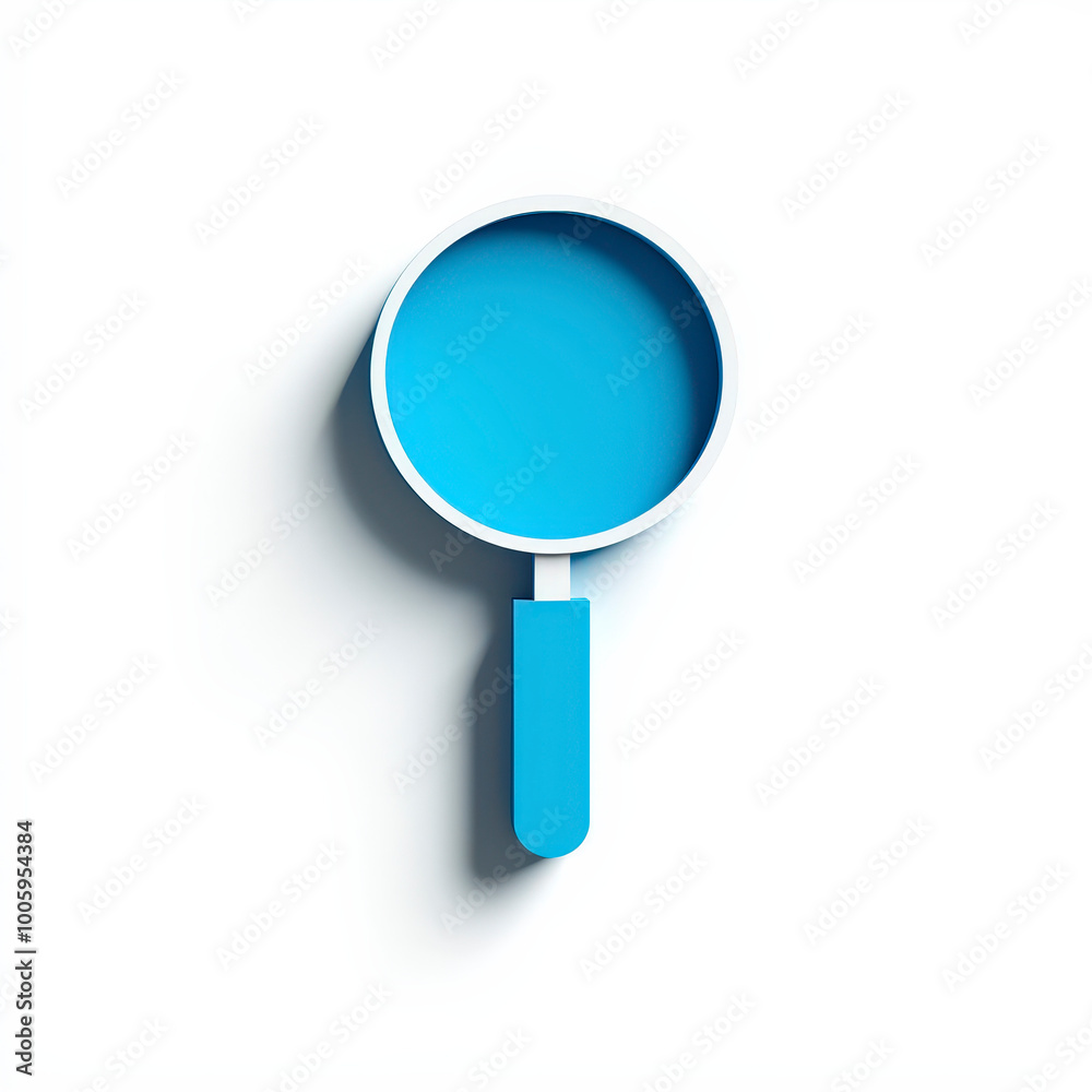 A blue magnifying glass icon on a white background A blue magnifying glass icon on a white background