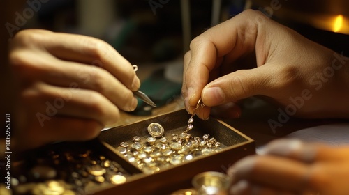 A close-up of hands crafting handmade jewelry in a small workshop, illustrating the artistry and dedication involved in small business production.