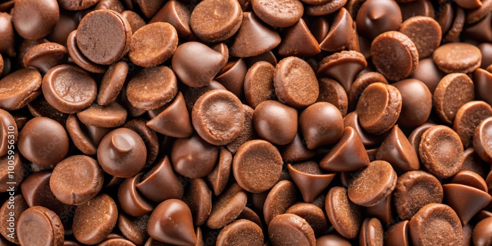 Milk chocolate chips arranged in a top view , chocolate, chips, sweet, dessert, confectionery, tasty, food, top view Milk chocolate chips arranged in a top view , chocolate, chips, sweet, dessert, confectionery, tasty, food, top view