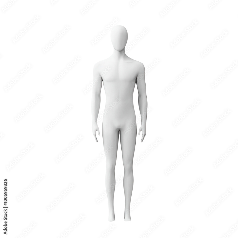 Front view of a full-body, white mannequin isolated on a transparent background. Perfect for design and fashion mockups isolate on transparency background Front view of a full-body, white mannequin isolated on a transparent background. Perfect for design and fashion mockups isolate on transparency background