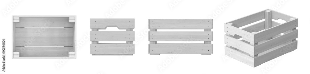 empty white wood crate isolated