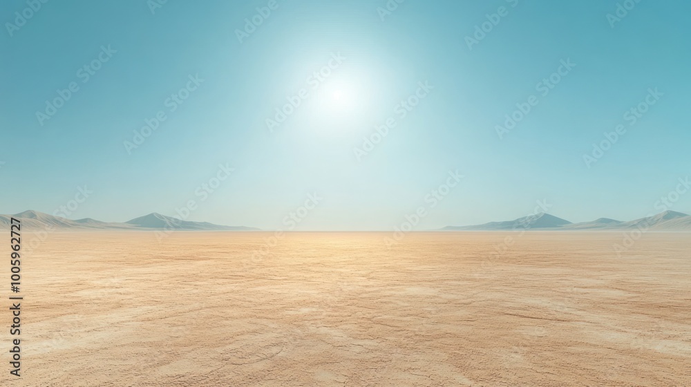 Fototapeta premium Vast Desert Landscape with Mountains