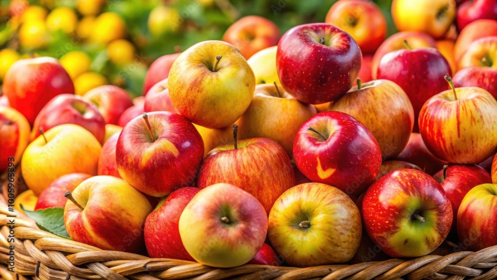 Bountiful harvest of vibrant red and yellow apples, apples, harvest, red, yellow, fruit, orchard, agriculture, seasonal, fresh, ripe Bountiful harvest of vibrant red and yellow apples, apples, harvest, red, yellow, fruit, orchard, agriculture, seasonal, fresh, ripe