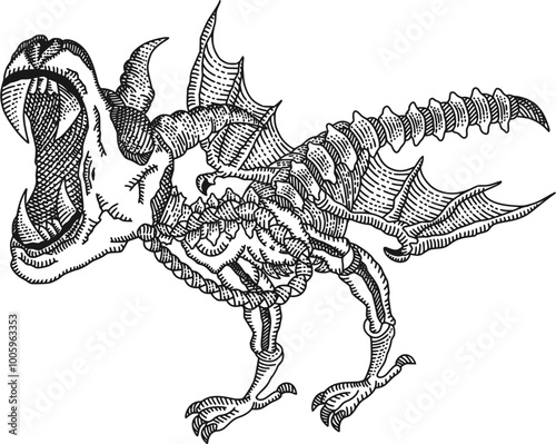 fossil sketch of a wild monster