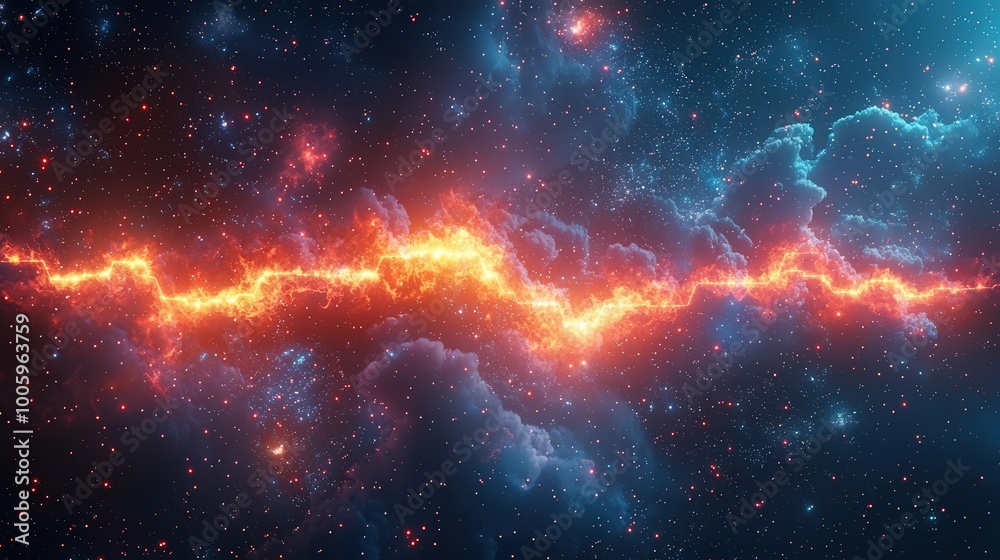 Cosmic artwork depicting a bright, fiery crack in the night sky, surrounded by stars and nebulae, inspiring wonder and imagination. Cosmic artwork depicting a bright, fiery crack in the night sky, surrounded by stars and nebulae, inspiring wonder and imagination.