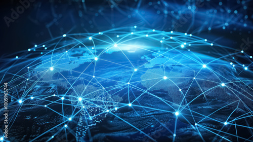 Internet technology with global communication network connected around the world