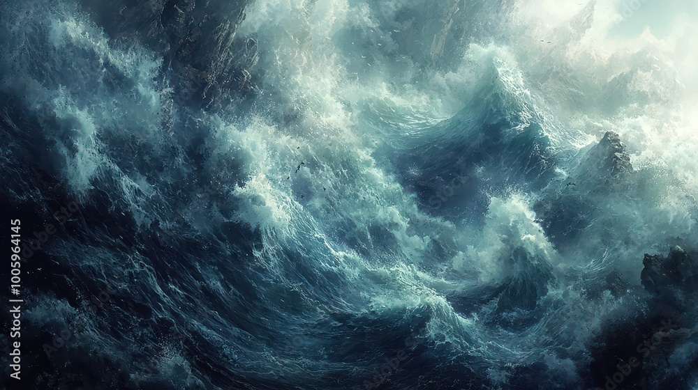 Water Crashing Over a Cliff into a Deep Pool Below Water Crashing Over a Cliff into a Deep Pool Below