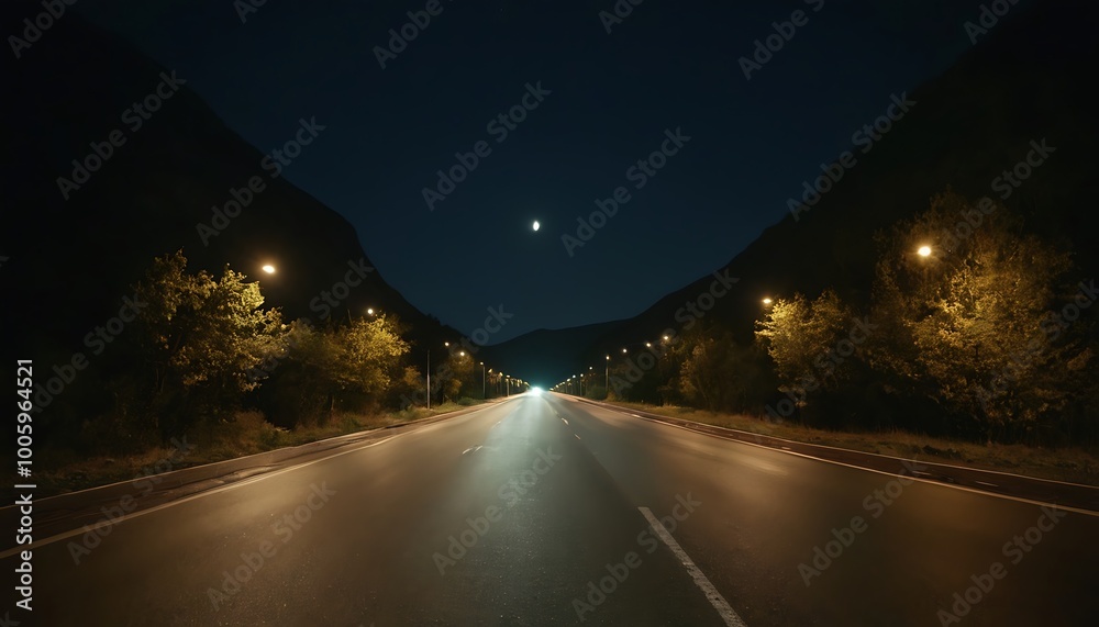 Fototapeta premium A bustling urban night scene on a well-lit highway as cars rush past leaving bright trails of red and white lights in the dark, creating a dynamic and vibrant cityscape.expressway, highway, journey,64