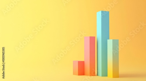 A colorful bar graph against a gradient background, representing data visualization.