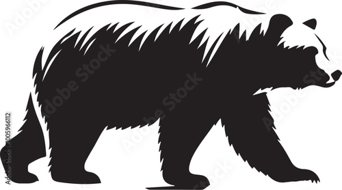 Wildlife App Icon - Grizzly or Polar Bear Silhouette in Flat Vector. Vector illustration.