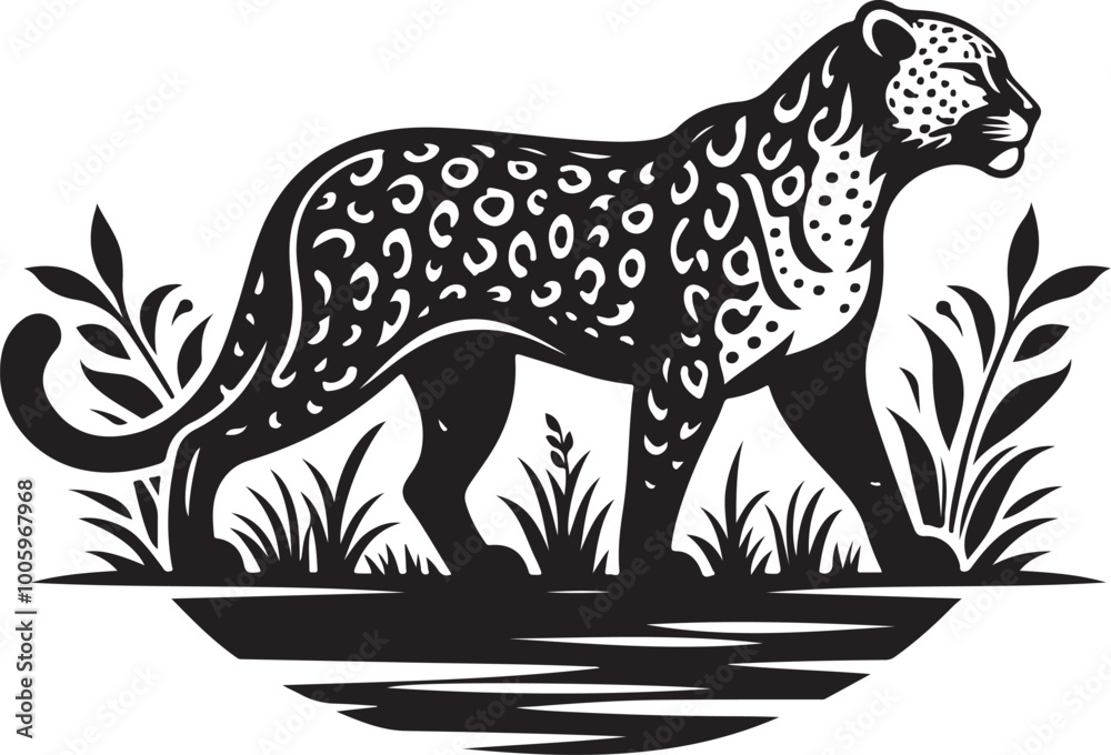 Obraz premium Leopard Icon - Symbol of Hunting and Courage in Vector Illustration.