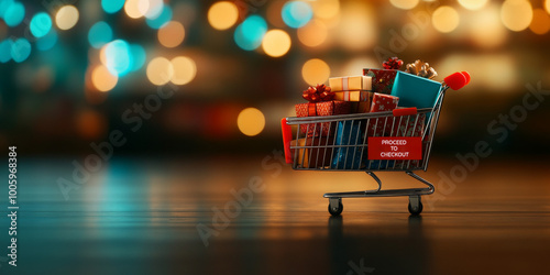 Overflowing Virtual Shopping Cart on Green Monday Holiday Deals Await