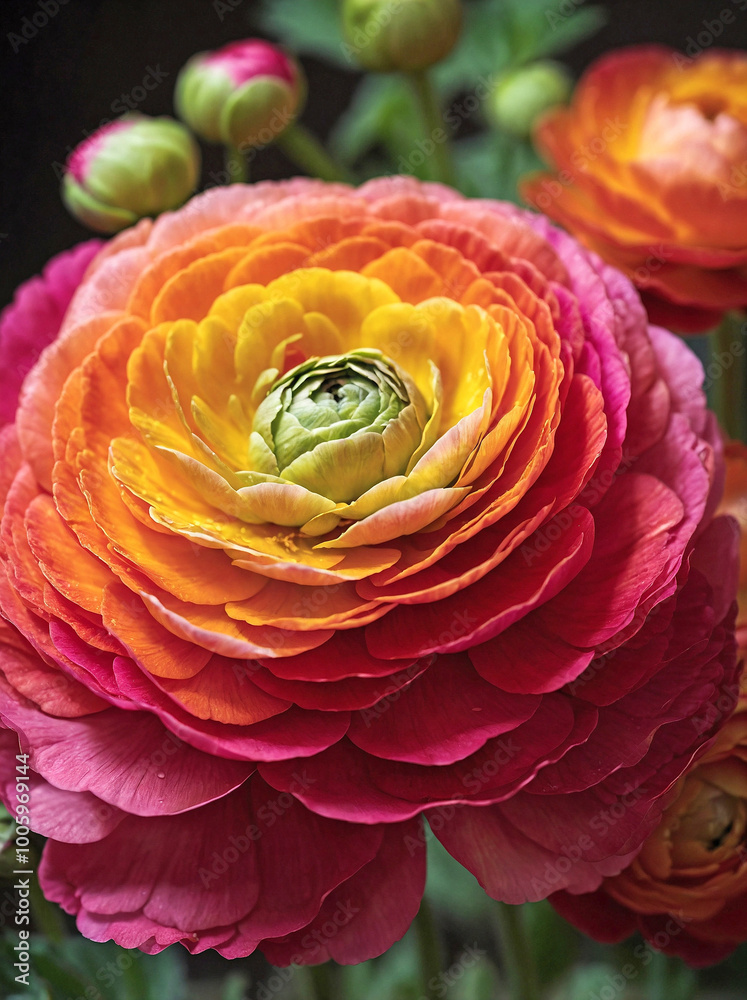 a fully bloomed Ranunculus flower a fully bloomed Ranunculus flower