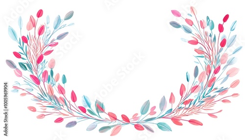 Romantic holiday wreath design elements, hand-drawn natural style