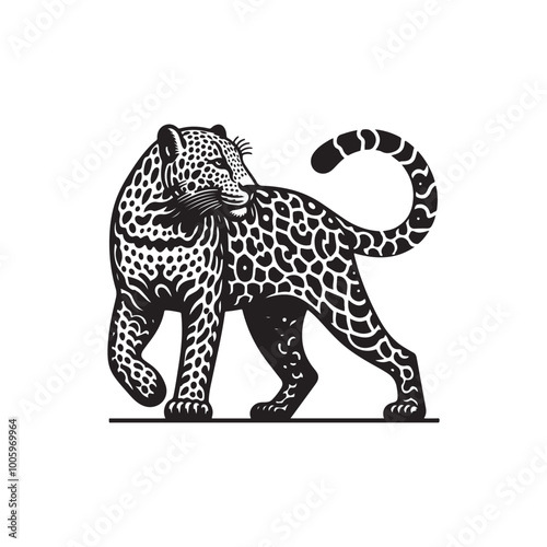 Leopard Symbol Icon - Courageous Hunter, Vector Illustration.