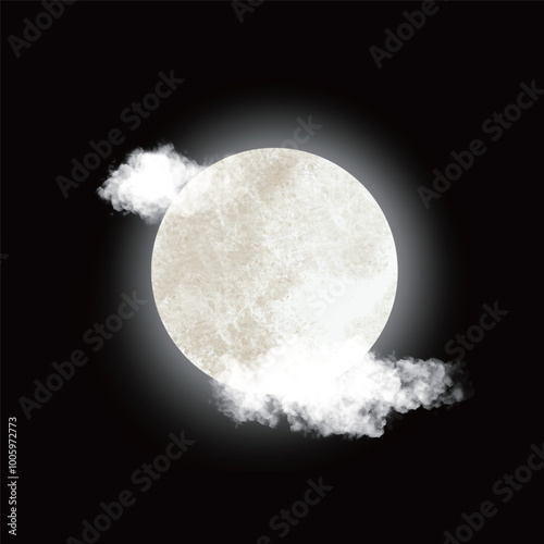 full moon glow illustration material