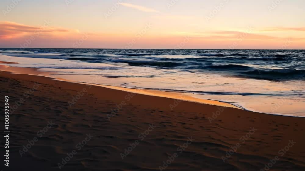 4K Sunrise Beach: Gentle Waves and Golden Light on a Calm Morning 4K Sunrise Beach: Gentle Waves and Golden Light on a Calm Morning