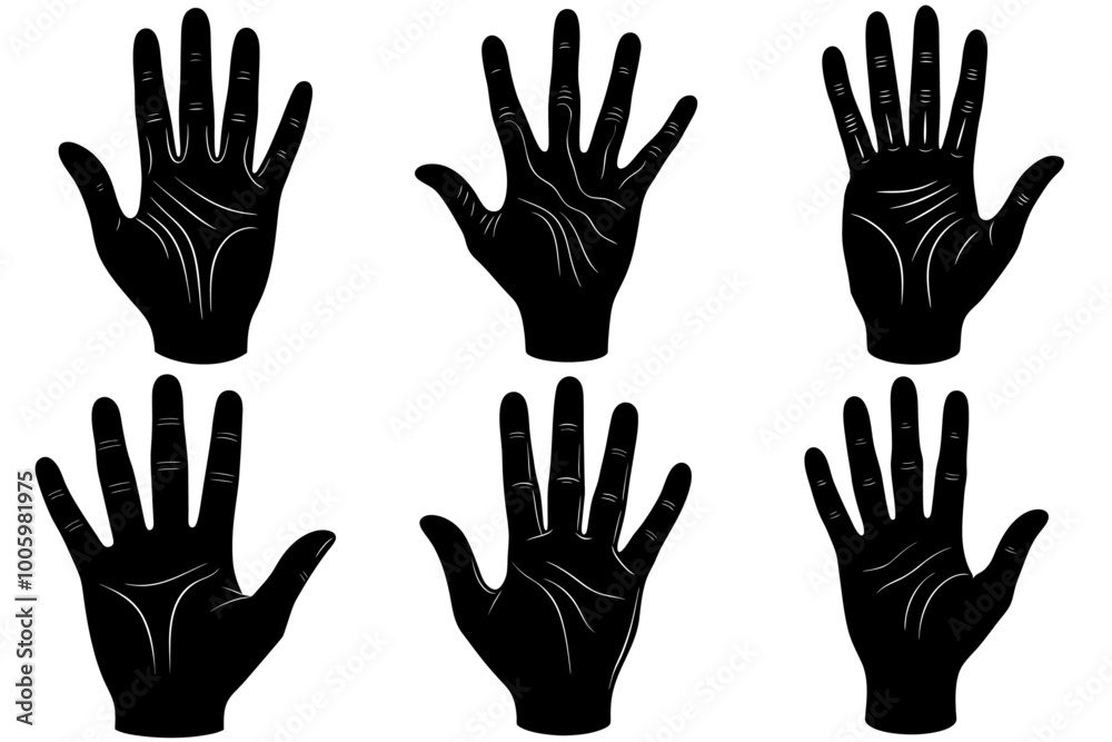 Human hand palm silhouette vector art and illustration Human hand palm silhouette vector art and illustration