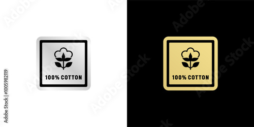 100% Cotton label or logo vector isolated. 100% Cotton label for product packaging design element. Best 100% Cotton label for packaging design element.