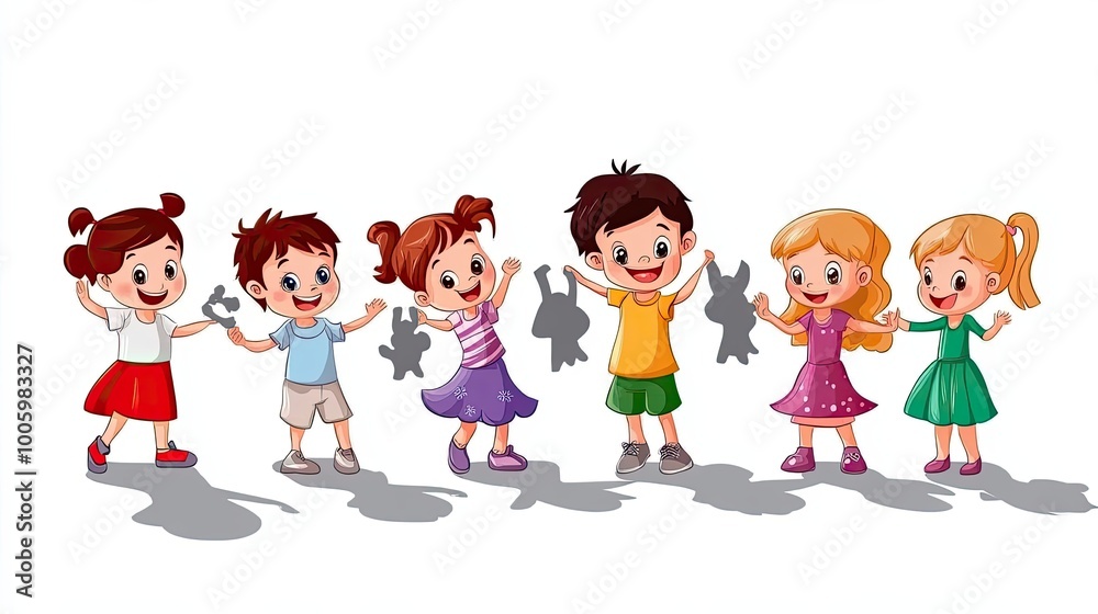 Six Children Playing with Shadow Puppets Six Children Playing with Shadow Puppets