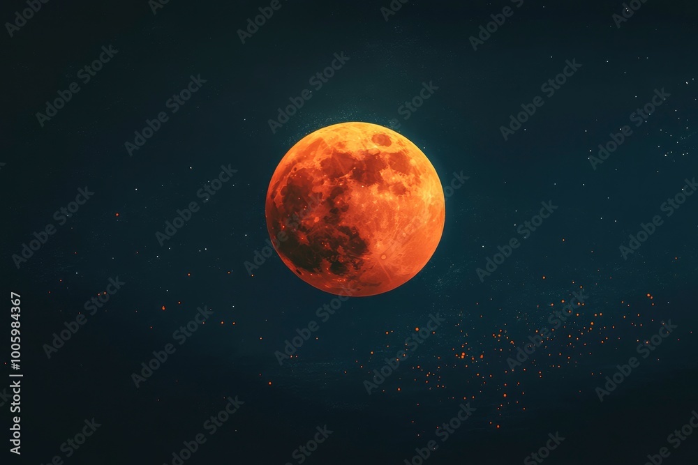 Orange moon on a dark night background - generative ai Orange moon on a dark night background - generative ai