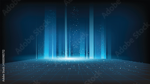 Abstract background technology high speed racing for sports of long exposure light on black background.Science geometric shape modern elegant design.Vector illustration.