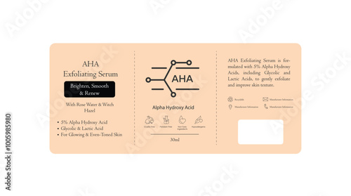 Vector Label for Alpha Hydroxy Acid (AHA) Exfoliating Serum