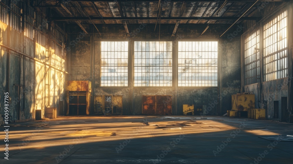 Abandoned Industrial Warehouse with Broken Windows Abandoned Industrial Warehouse with Broken Windows