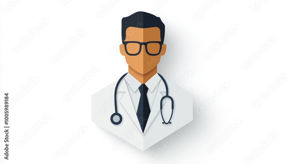 Sleek flat design illustration of a medical professional in a modern healthcare setting, emphasizing clean lines and vibrant colors. Sleek flat design illustration of a medical professional in a modern healthcare setting, emphasizing clean lines and vibrant colors.
