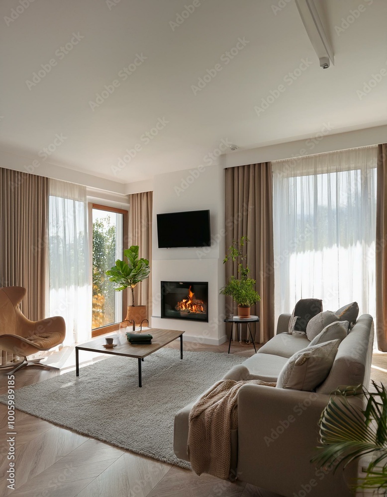 Fototapeta premium modern living room, sofa, apartment, living room, architecture, floor, 