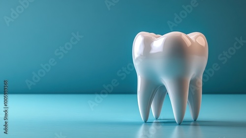 a tooth on isolated blue pastel solid background product still