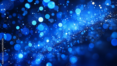 Blue glow particle abstract bokeh background
 photo