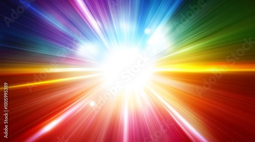 Vibrant aura color light shooting effect creating a rainbow spectrum with red, orange, yellow, green, blue, deep blue, and purple tones, symbolizing a bright future and positivity