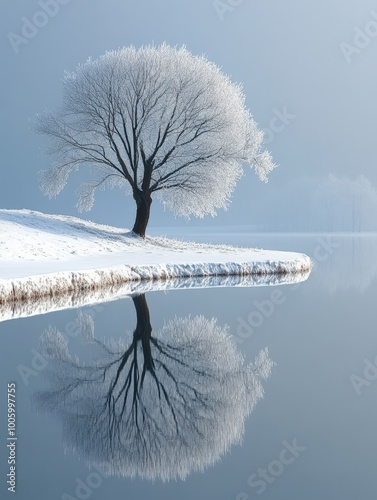 minimalistic winter landscape. winter background in minimalist style photo